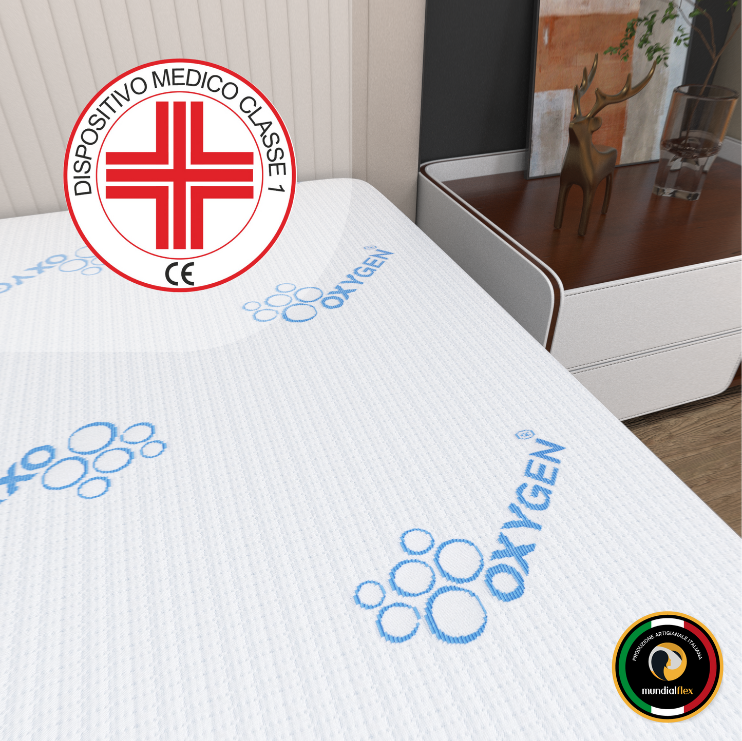 Materasso Memory Foam Sfoderabile Alto 25 cm - Rivestimento Oxygen